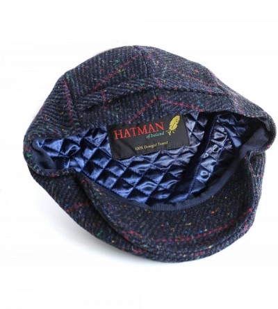 Newsboy Caps Men's Tweed Cap 100% Irish Wool Tweed Driver's Cap Made in Ireland - Navy Fleck Plaid - CV18OWRMISZ $40.64