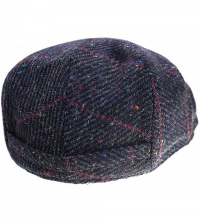 Newsboy Caps Men's Tweed Cap 100% Irish Wool Tweed Driver's Cap Made in Ireland - Navy Fleck Plaid - CV18OWRMISZ $40.64