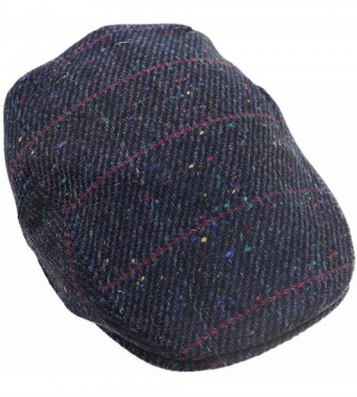 Newsboy Caps Men's Tweed Cap 100% Irish Wool Tweed Driver's Cap Made in Ireland - Navy Fleck Plaid - CV18OWRMISZ $40.64