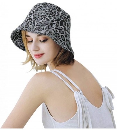 Bucket Hats Reversible Leopard Bucket Hats Women Fashion Floppy Sun Cap Packable Fisherman Hat - N-grey - CN1970DNS4C $11.72