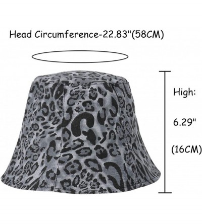 Bucket Hats Reversible Leopard Bucket Hats Women Fashion Floppy Sun Cap Packable Fisherman Hat - N-grey - CN1970DNS4C $11.72