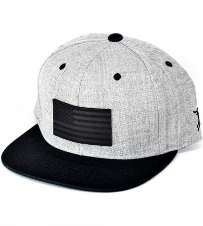 Baseball Caps USA 'Midnight Glory' Dark Leather Patch Classic Snapback Hat - One Size Fits All - Heather Grey/Black - CD18IGQ...