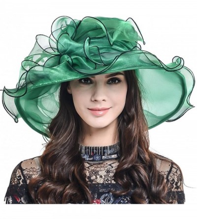 Sun Hats Womens Kentucky Derby Church Dress Wedding Floral Tea Party Hat S056 - Green - C712E0M59LZ $25.67