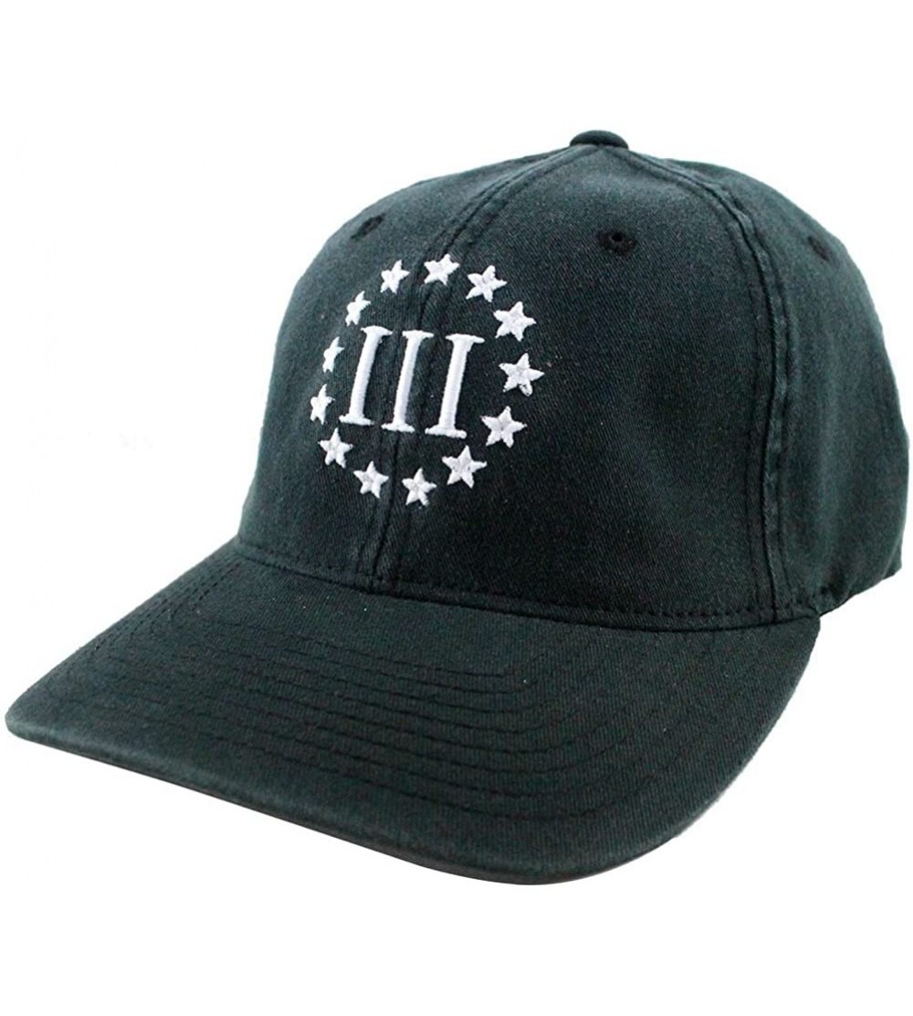 Baseball Caps Vintage Molon Labe 3 Percenter III Flexfit Cap - Black - CG128B9OS51 $27.26