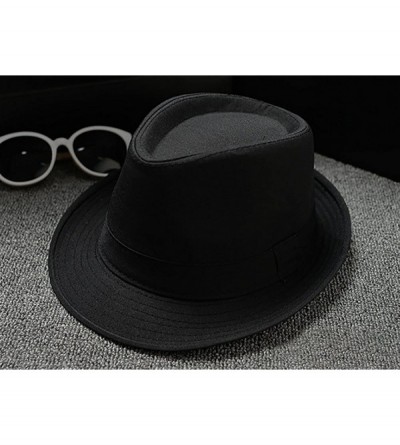 Fedoras Men's Fedora Hat Classical Felt Jazz Cap Brim Costume Party Headwear - Coffee - C2187LQZUMO $8.76