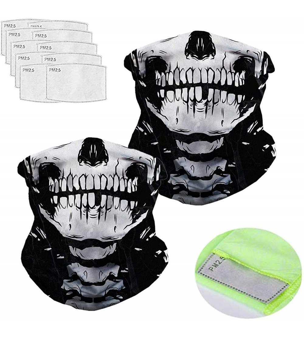 Balaclavas Bandanas Balaclava Neck Gaiter with Carbon Filter- UV Protection Face Cover for Hot Summer - Skull - CH198GA8K6D $...