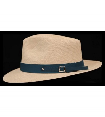 Cowboy Hats (1" & .5") Embossed Patterned Leather Panama Hat Band - "1"" Blue Small Diamond" - CX18WCCN2A8 $12.05