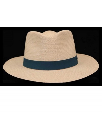 Cowboy Hats (1" & .5") Embossed Patterned Leather Panama Hat Band - "1"" Blue Small Diamond" - CX18WCCN2A8 $12.05