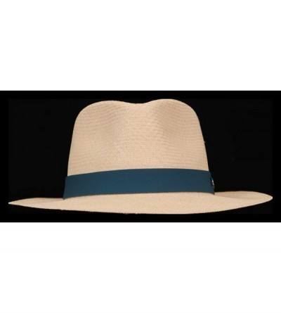 Cowboy Hats (1" & .5") Embossed Patterned Leather Panama Hat Band - "1"" Blue Small Diamond" - CX18WCCN2A8 $12.05