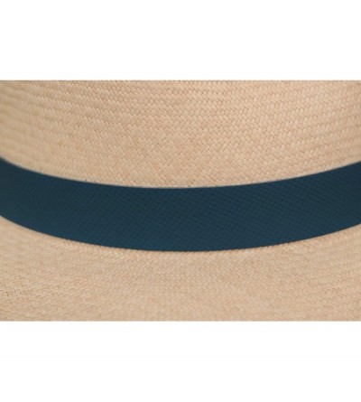 Cowboy Hats (1" & .5") Embossed Patterned Leather Panama Hat Band - "1"" Blue Small Diamond" - CX18WCCN2A8 $12.05