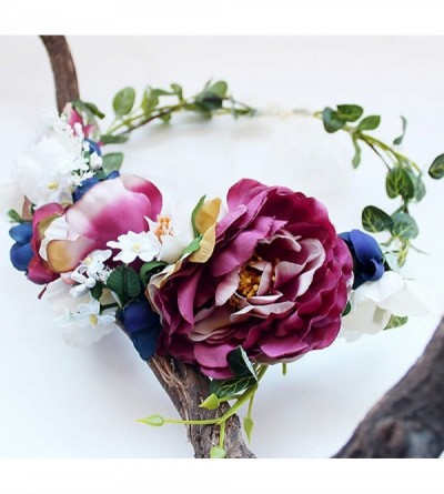 Headbands Maternity Woodland Photo Shoot Peony Flower Crown Hair Wreath Wedding Headband BC44 - Style 14 Peony Purple - CJ18D...