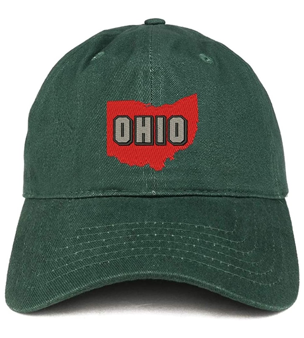 Baseball Caps Ohio State Embroidered Unstructured Cotton Dad Hat - Hunter - CB18S06NSYH $16.69