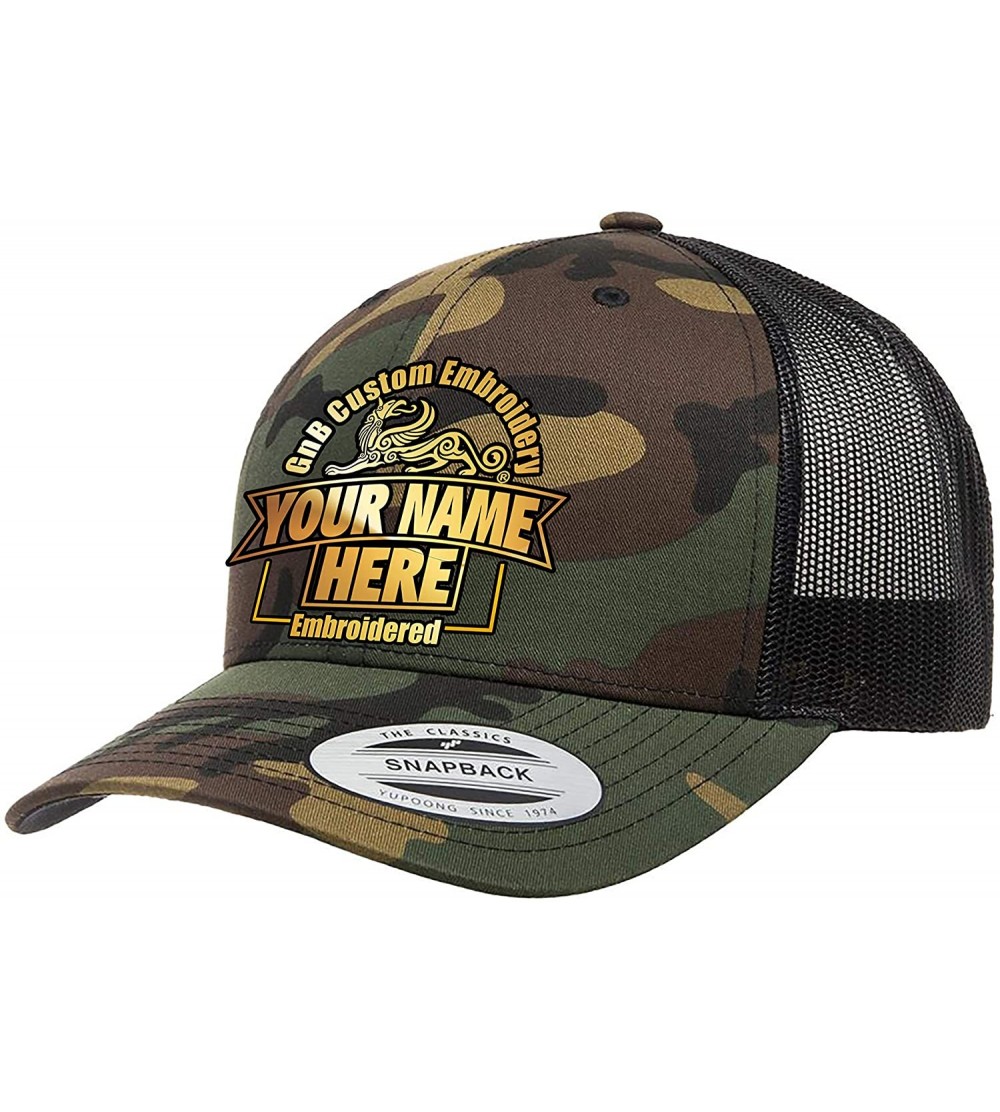 Baseball Caps Yupoong Retro Trucker Custom Hat - Green Camo - CR18HO88G79 $29.99