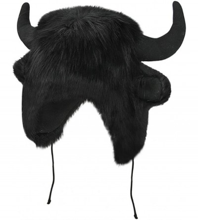 Skullies & Beanies Unisex Animal Full Hood Hats Fluffy Plush Halloween Cosplay Costume Headwear - Buffalo - CX187N3MDRM $25.62