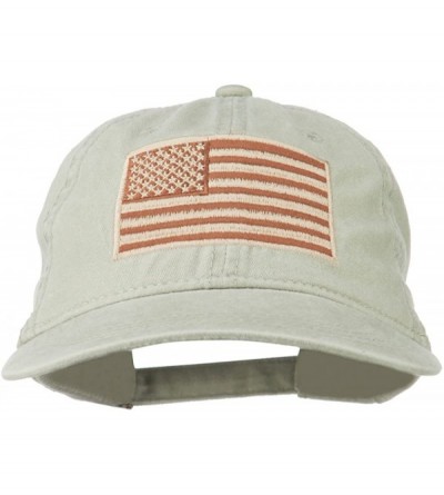 Baseball Caps Tan American Flag Embroidered Washed Cap - Stone - C211TX73K73 $47.23