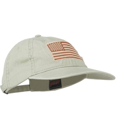 Baseball Caps Tan American Flag Embroidered Washed Cap - Stone - C211TX73K73 $25.15