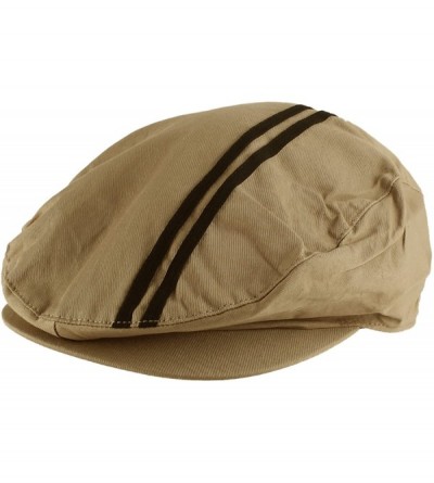 Newsboy Caps Men's Women's Unisex 100% Cotton Double Striped Newsboy Cap Gatsby Hat - Tan - CK11LLY6VVD $10.04