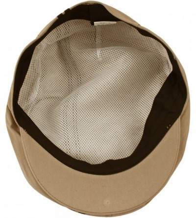 Newsboy Caps Men's Women's Unisex 100% Cotton Double Striped Newsboy Cap Gatsby Hat - Tan - CK11LLY6VVD $10.04
