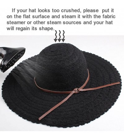 Sun Hats Summer Beach Sun Hats for Women UPF Woman Foldable Floppy Travel Packable UV Hat Cotton- Wide Brim Hat - Black - CG1...