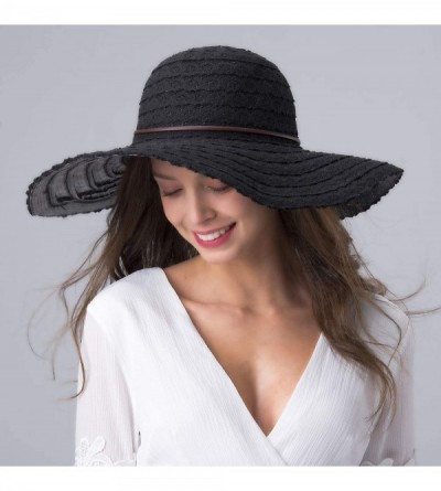 Sun Hats Summer Beach Sun Hats for Women UPF Woman Foldable Floppy Travel Packable UV Hat Cotton- Wide Brim Hat - Black - CG1...