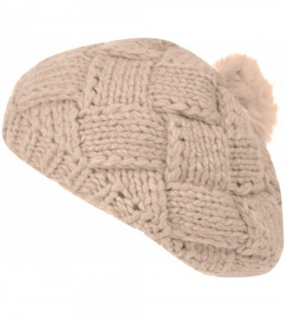 Berets Women Winter Warm Ski Knitted Crochet Baggy Skullies Cap Beret Hat - Br1660khaki - CP187GEI0ED $11.35