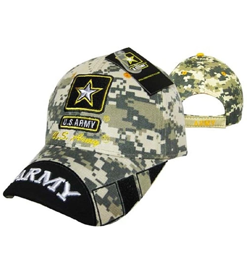Baseball Caps U.S. Army Star Black Bill Camo Camouflage Digital Embroidered Cap Hat 601UC - CB18L9SKQQE $11.62
