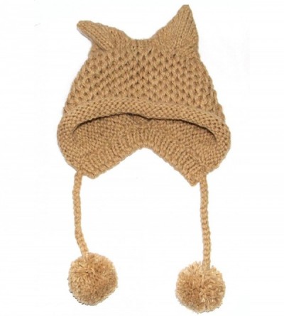 Skullies & Beanies Women's Hat Cat Ear Crochet Braided Knit Caps Warm Snowboarding Winter - Khaki - CV12O7GD3RI $24.21