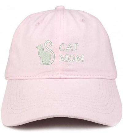 Baseball Caps Cat Mom Text Embroidered Unstructured Cotton Dad Hat - Light Pink - CR18S98DR2I $33.64