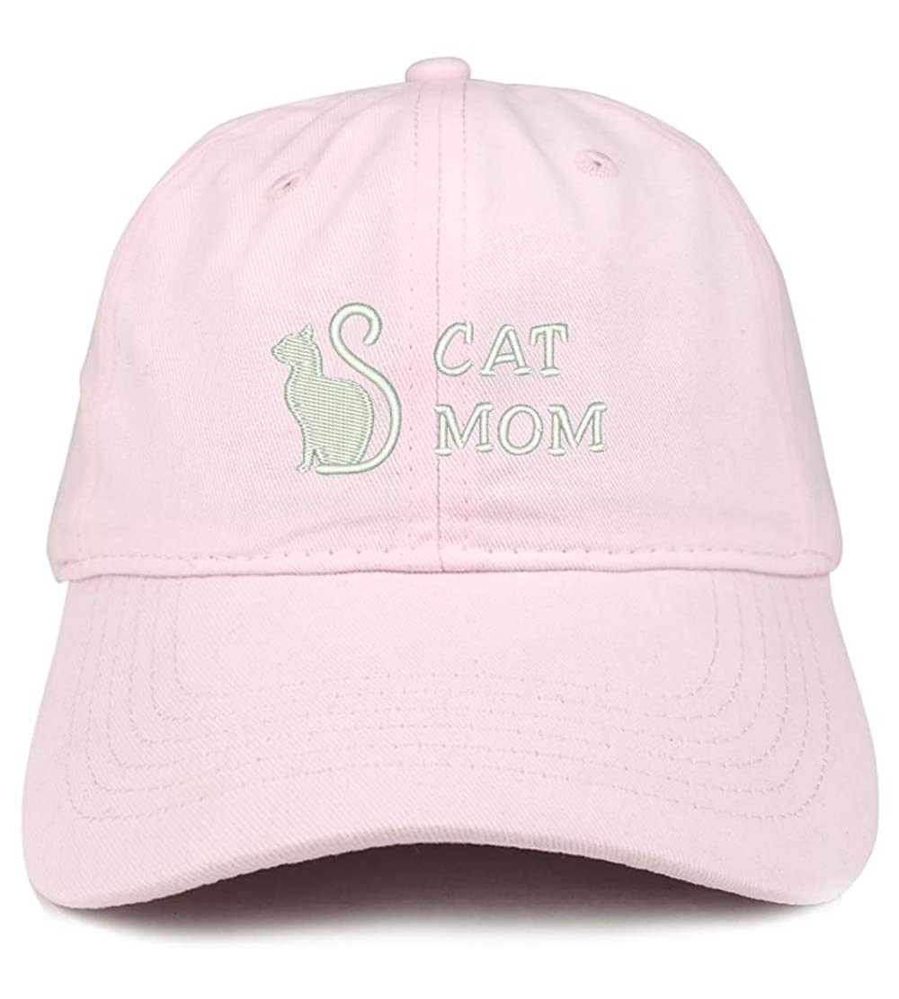 Baseball Caps Cat Mom Text Embroidered Unstructured Cotton Dad Hat - Light Pink - CR18S98DR2I $13.98