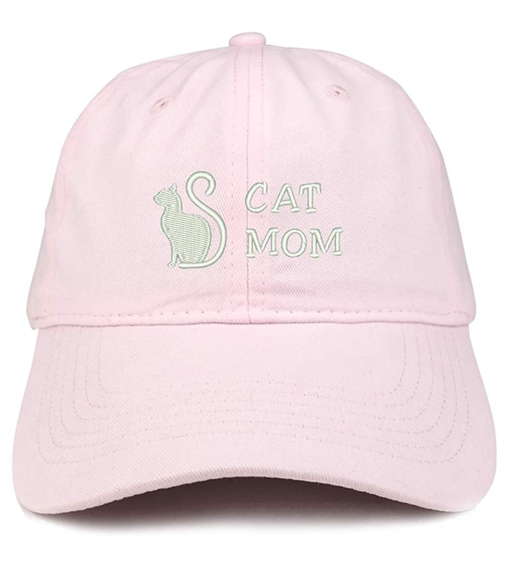 Baseball Caps Cat Mom Text Embroidered Unstructured Cotton Dad Hat - Light Pink - CR18S98DR2I $13.98