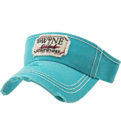 Visors Womens Baseball Cap Sun Visor High Ponytail Bun Adjustable Vintage Distressed Athletic Hat - CE18ONSA6M6 $20.68