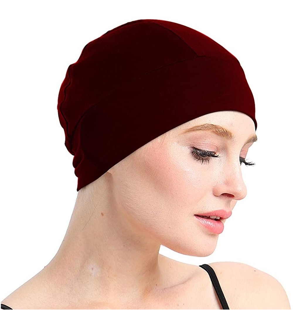 Skullies & Beanies Bamboo Sleep Cap for Hair Loss Home Head Cover for Chemo Women Bike Hard Hat Helmet Liner Cotton Beanie - ...