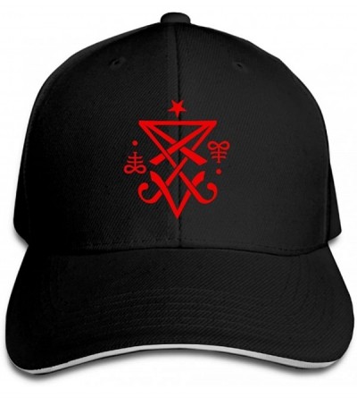 Baseball Caps Unisex Sandwich Cap Occult Sigil of Lucifer Satanic Adjustable Fashion Sport Cap for Men & Women - Black - CN18...