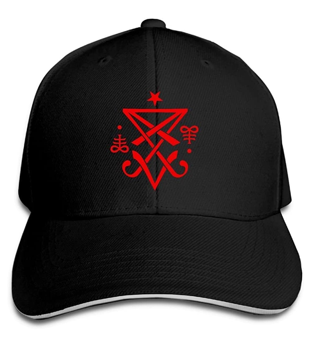Baseball Caps Unisex Sandwich Cap Occult Sigil of Lucifer Satanic Adjustable Fashion Sport Cap for Men & Women - Black - CN18...