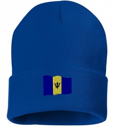 Skullies & Beanies Barbados Flag Custom Personalized Embroidery Embroidered Beanie - Royal Blue - CI12OCNUJQO $18.48