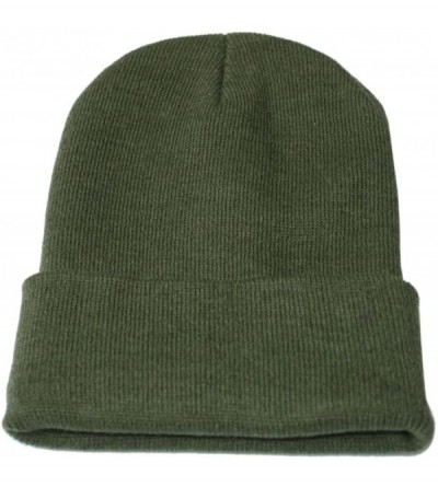 Newsboy Caps Unisex Solid Slouchy Knitting Beanie Warm Cap Ski Hat - Army Green - CJ18EM8Q03A $18.44