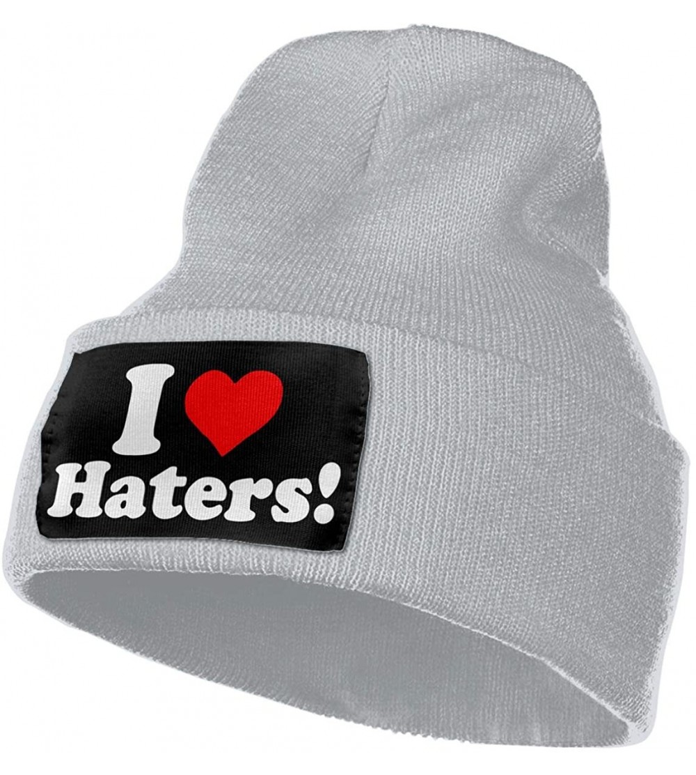 Skullies & Beanies Women & Men I Love Haters Winter Warm Beanie Hats Stretch Skull Ski Knit Hat Cap - Gray - C918MGD5O70 $19.53