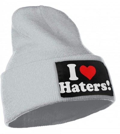 Skullies & Beanies Women & Men I Love Haters Winter Warm Beanie Hats Stretch Skull Ski Knit Hat Cap - Gray - C918MGD5O70 $19.53