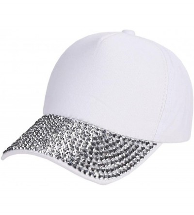 Sun Hats Womens Baseball Cap Rhinestone Paw Shaped Snapback Hat - White - CQ18EGNUZI6 $10.43