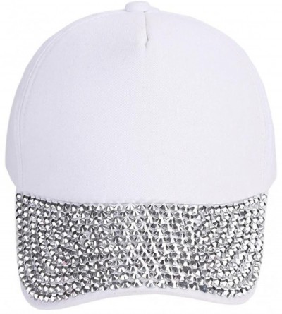 Sun Hats Womens Baseball Cap Rhinestone Paw Shaped Snapback Hat - White - CQ18EGNUZI6 $10.43