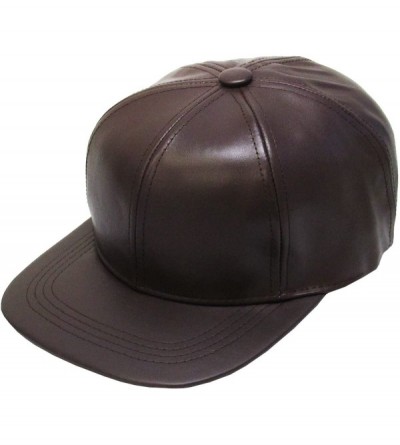 Baseball Caps Genuine Leather Flat Bill Baseball Hat Cap - Made in USA - Brown - C6126PZDHOL $31.97