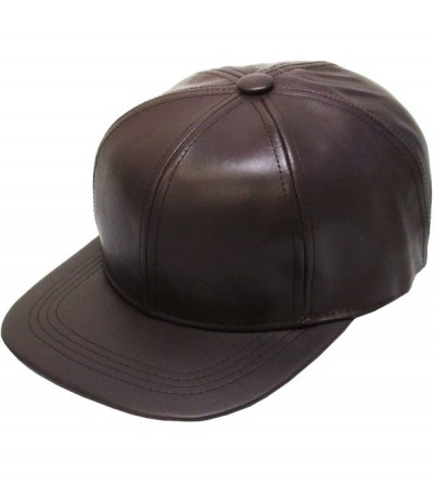 Baseball Caps Genuine Leather Flat Bill Baseball Hat Cap - Made in USA - Brown - C6126PZDHOL $15.56