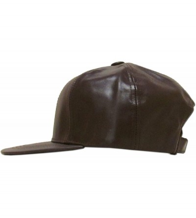 Baseball Caps Genuine Leather Flat Bill Baseball Hat Cap - Made in USA - Brown - C6126PZDHOL $15.56