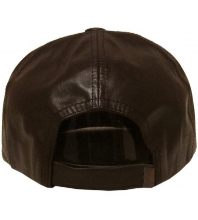 Baseball Caps Genuine Leather Flat Bill Baseball Hat Cap - Made in USA - Brown - C6126PZDHOL $15.56