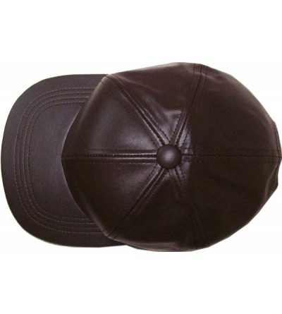 Baseball Caps Genuine Leather Flat Bill Baseball Hat Cap - Made in USA - Brown - C6126PZDHOL $15.56