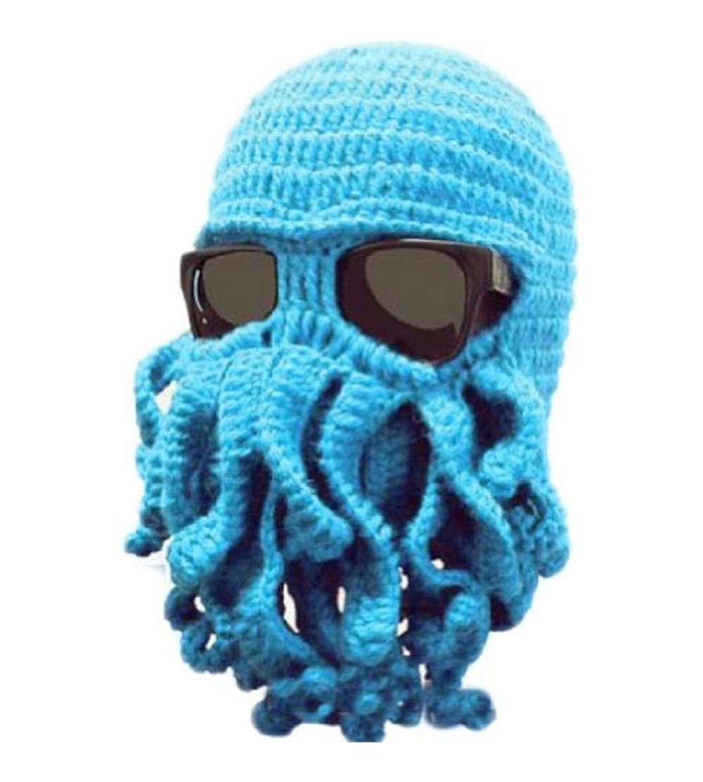 Skullies & Beanies Octopus Beanie Hat For Men Winter Warm Skiing Biking Costume Squid Mask (Blue) - Blue - CR12GA870N1 $23.10