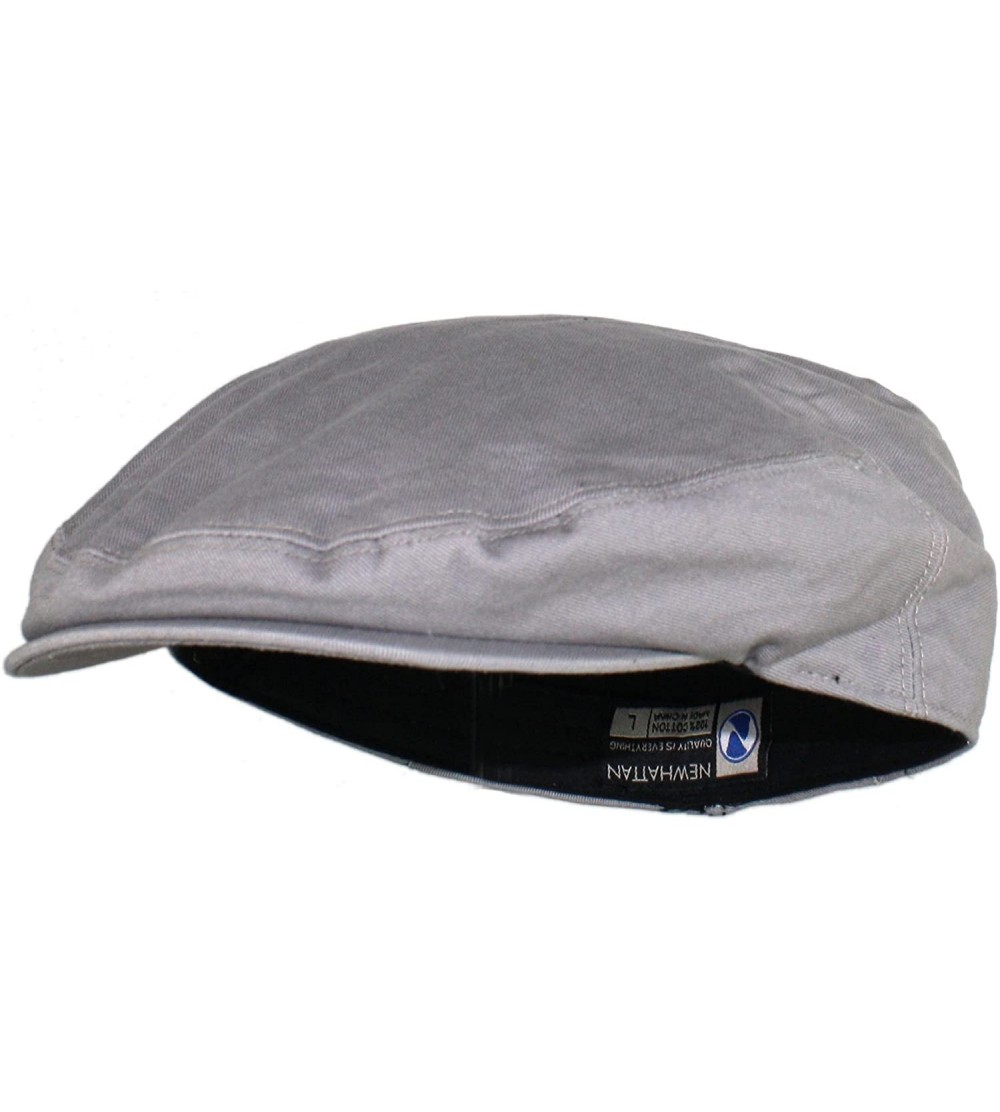 Newsboy Caps Street Easy Traditional Solid Cotton Newsboy Cap - Light Gray - CS121PWXFVT $16.22