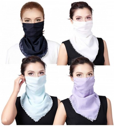 Balaclavas 2 or 4 Pack Women Sun Mask Face Scarf Chiffon Wrap Dust Shield Neck Gaiter UV Protection - Black - CJ199RUHIC6 $18.27