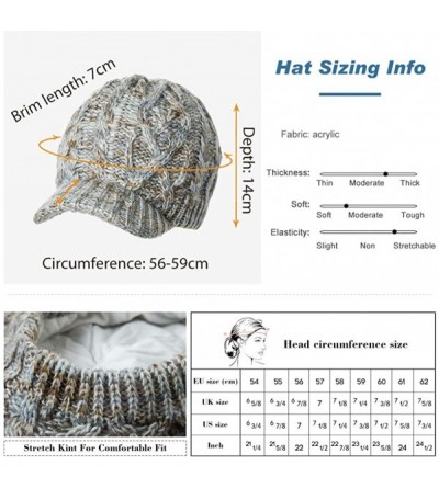 Skullies & Beanies Womens Knit Visor Beanie Newsboy Cap Winter Warm Hat Cold Snow Weather Girl 55-60cm - 69242-blue - CK18LL4...