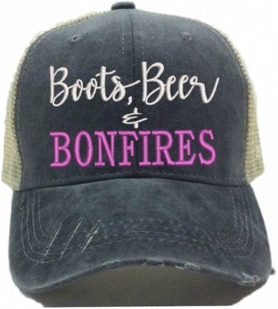 Baseball Caps Women's Trucker Hat"Boots- Beer & Bonfires Custom Distressed Drinking Party Baseball Cap - CP18GNHIO2N $27.61
